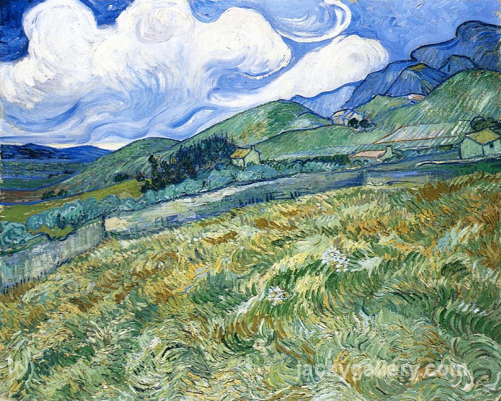 Wheatfield with Mountains in the Background, Van Gogh painting